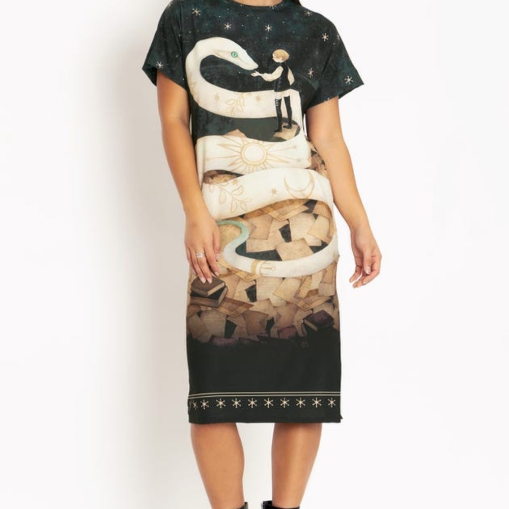 Blackmilk boy and the snake midi tee dress
